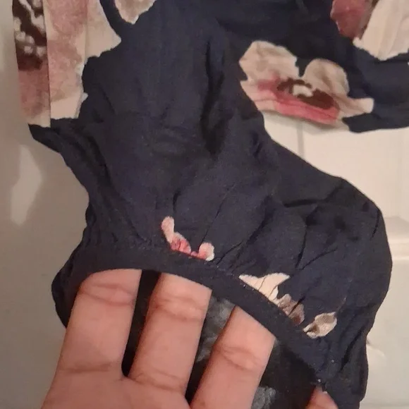 lovestitch Navy Floral Tie-Front Blouse - Picture 3 of 6